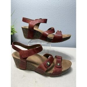 DANSKO US 10.5-11 Leather Cork Wedge Heels Sandal Adjustable